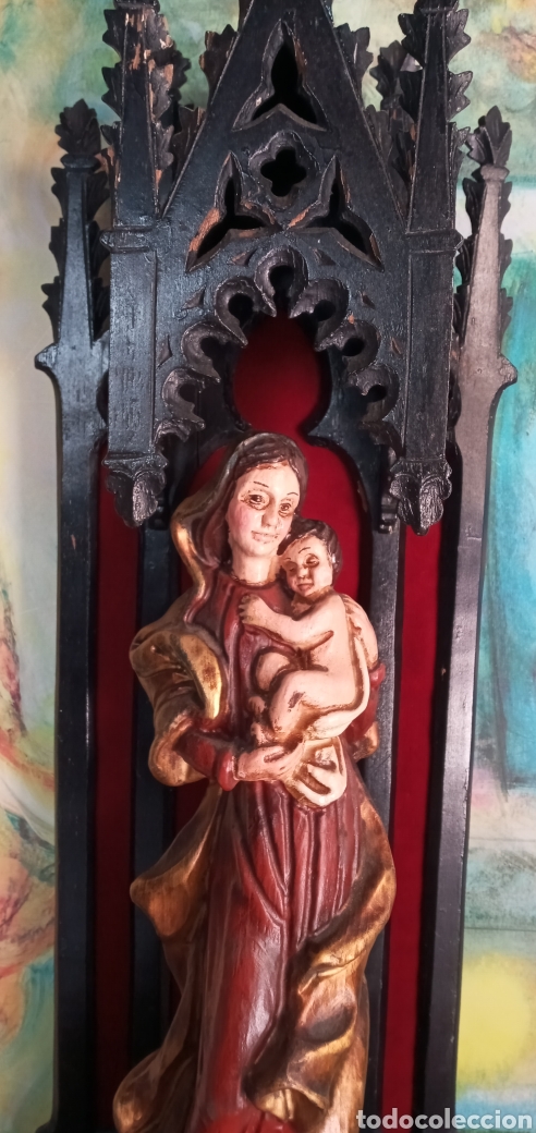 Arte: 70cm.ANTIGUA CAPILLA DE MADERA. - Foto 2