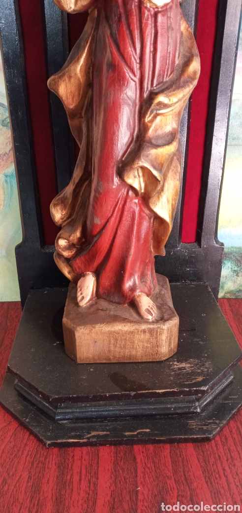 Arte: 70cm.ANTIGUA CAPILLA DE MADERA. - Foto 4