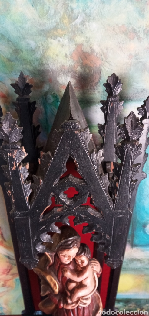 Arte: 70cm.ANTIGUA CAPILLA DE MADERA. - Foto 5
