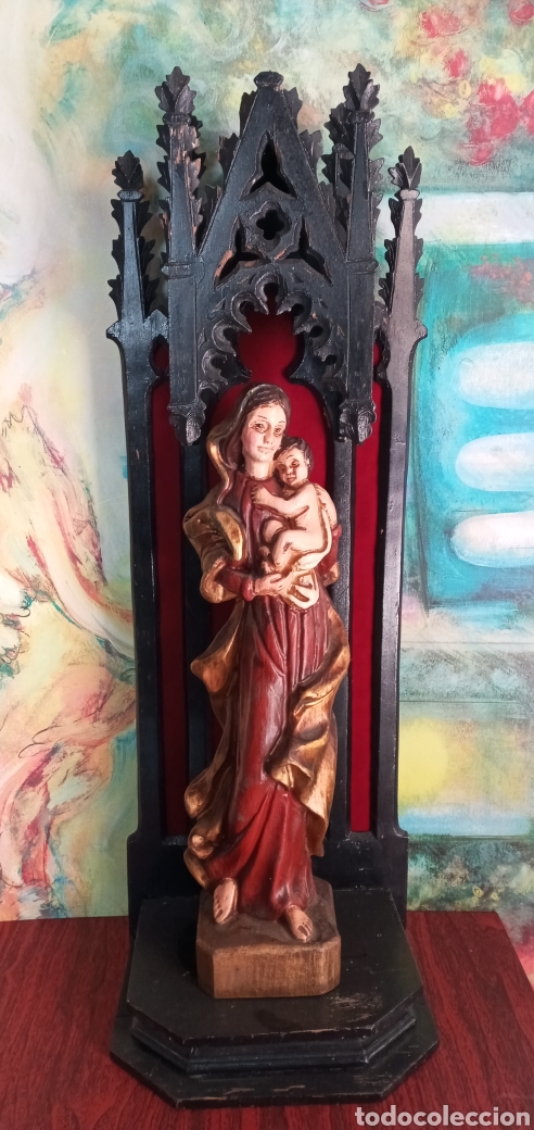 Arte: 70cm.ANTIGUA CAPILLA DE MADERA. - Foto 6