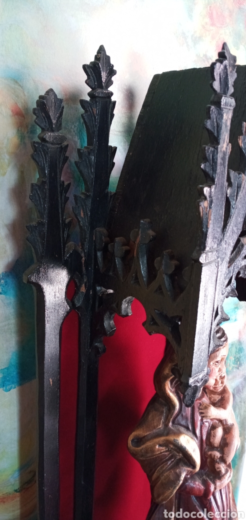 Arte: 70cm.ANTIGUA CAPILLA DE MADERA. - Foto 7