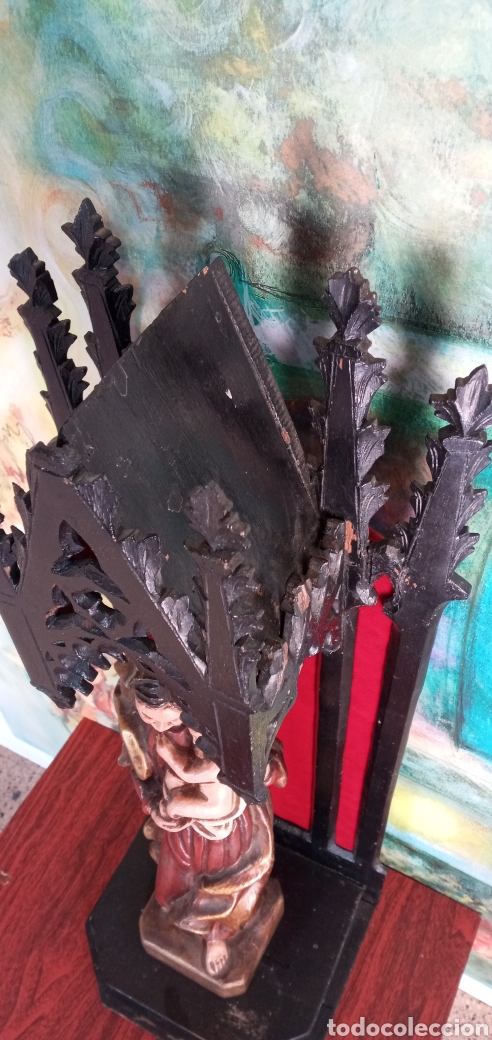 Arte: 70cm.ANTIGUA CAPILLA DE MADERA. - Foto 9