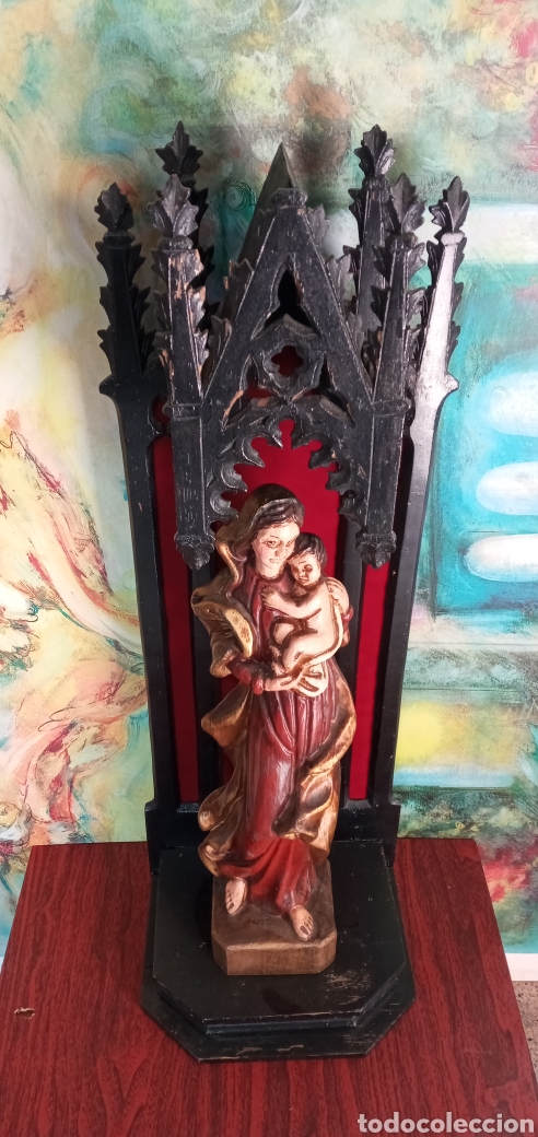 Arte: 70cm.ANTIGUA CAPILLA DE MADERA. - Foto 10