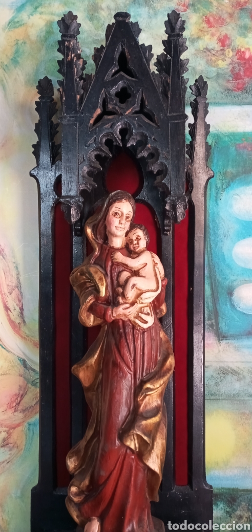 Arte: 70cm.ANTIGUA CAPILLA DE MADERA. - Foto 11