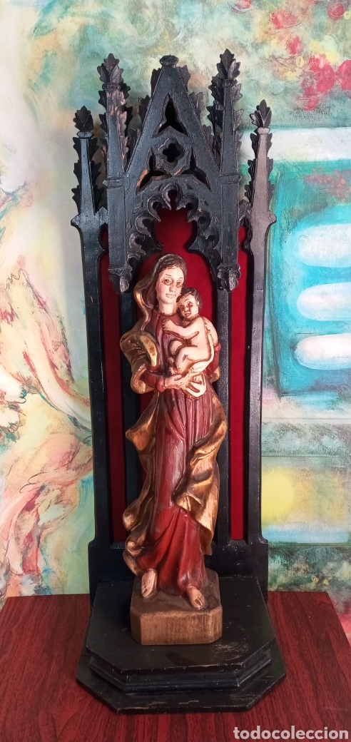 Arte: 70cm.ANTIGUA CAPILLA DE MADERA. - Foto 12