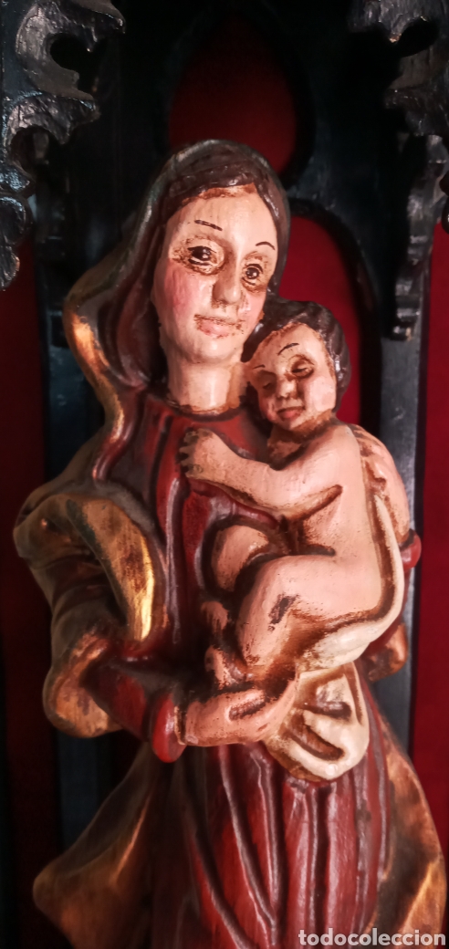 Arte: 70cm.ANTIGUA CAPILLA DE MADERA. - Foto 13