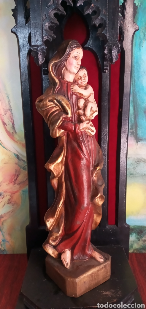Arte: 70cm.ANTIGUA CAPILLA DE MADERA. - Foto 14