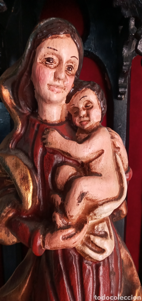 Arte: 70cm.ANTIGUA CAPILLA DE MADERA. - Foto 15
