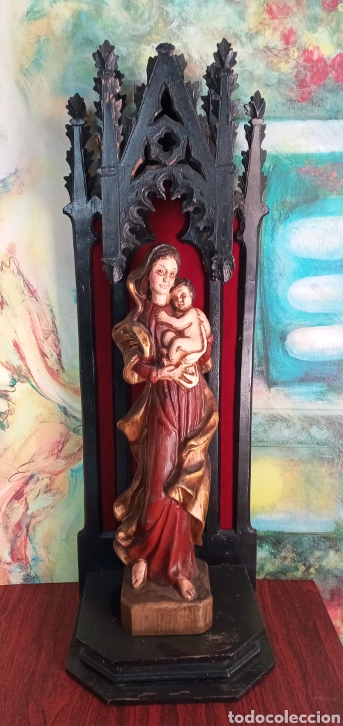 Arte: 70cm.ANTIGUA CAPILLA DE MADERA. - Foto 1