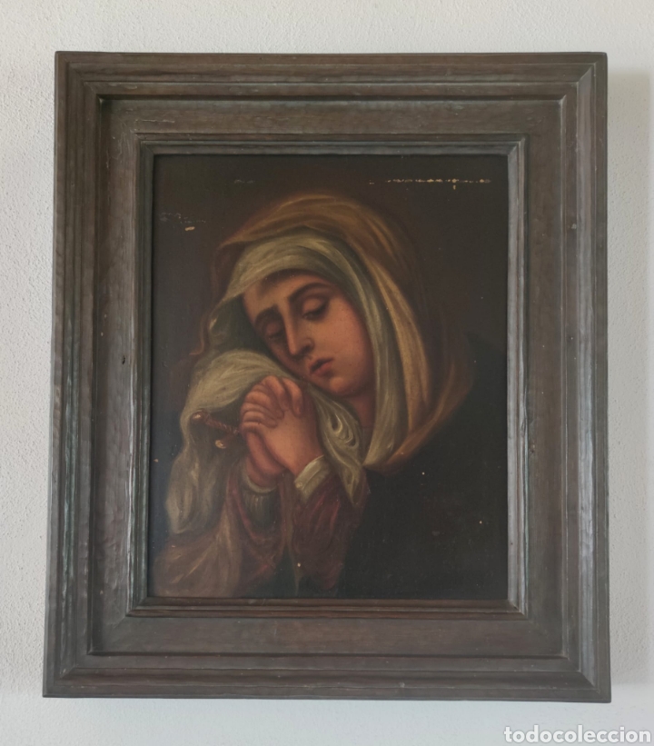 Arte: OLEO SOBRE TABLA VIRGEN DOLOROSA - Foto 2