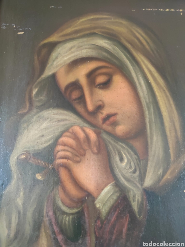 Arte: OLEO SOBRE TABLA VIRGEN DOLOROSA - Foto 3