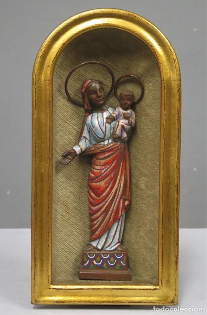 Arte: VIRGEN CON NI&Ntilde;O. ESMALTE. 1950 - Foto 1