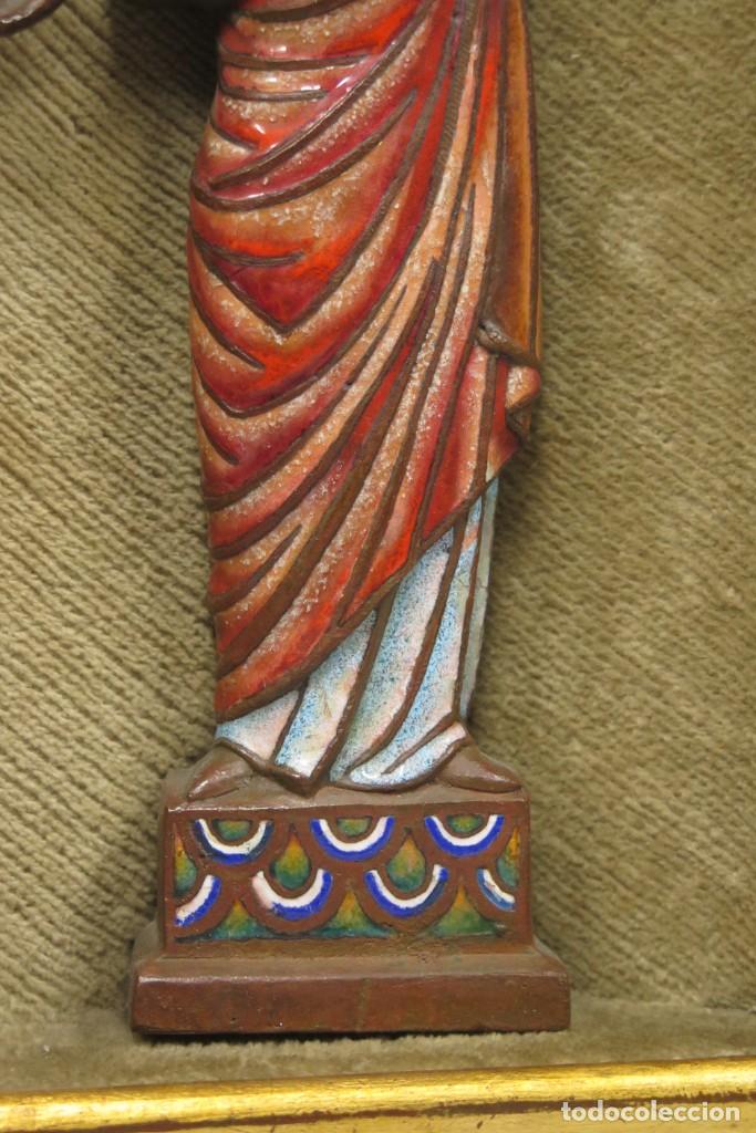 Arte: VIRGEN CON NI&Ntilde;O. ESMALTE. 1950 - Foto 2