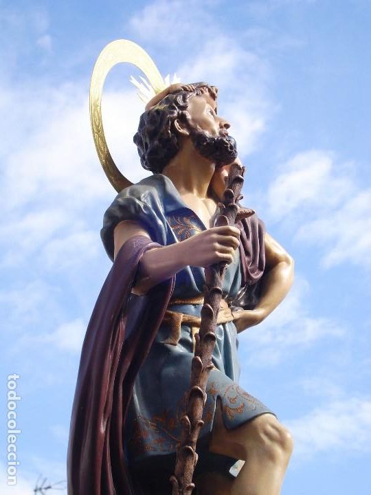Arte: SAN CRIST&Oacute;BAL CON NI&Ntilde;O ESCUELA DE OLOT DORADO AL ORO FINO