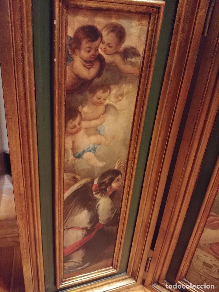 Arte: Tr&iacute;ptico religioso antiguo al &oacute;leo - Foto 2