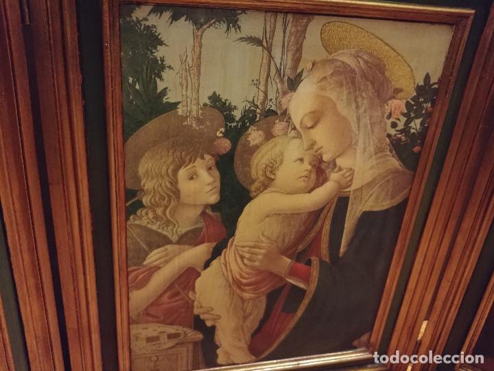 Arte: Tr&iacute;ptico religioso antiguo al &oacute;leo - Foto 3