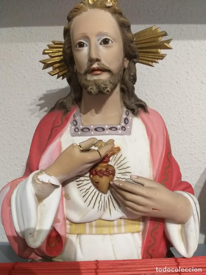 Arte: ANTIGUO SAGRADO CORAZON OLOT A RESTAURAR - Foto 1