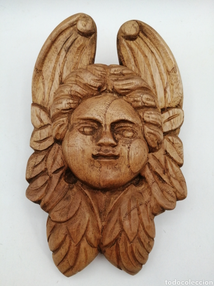 Arte: Cabeza Querub&iacute;n alado. Madera tallada - Foto 3