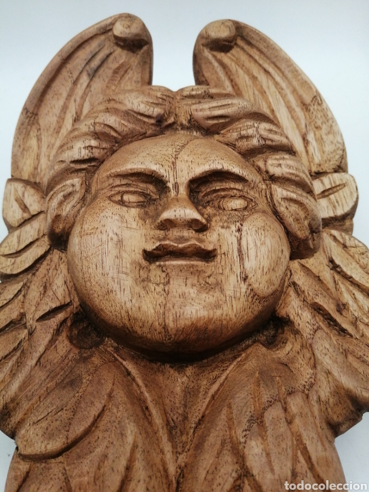 Arte: Cabeza Querub&iacute;n alado. Madera tallada - Foto 4
