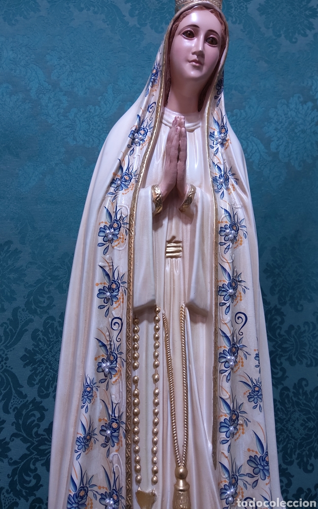 Arte: Virgen de Fatima en pasta de madera - Foto 2