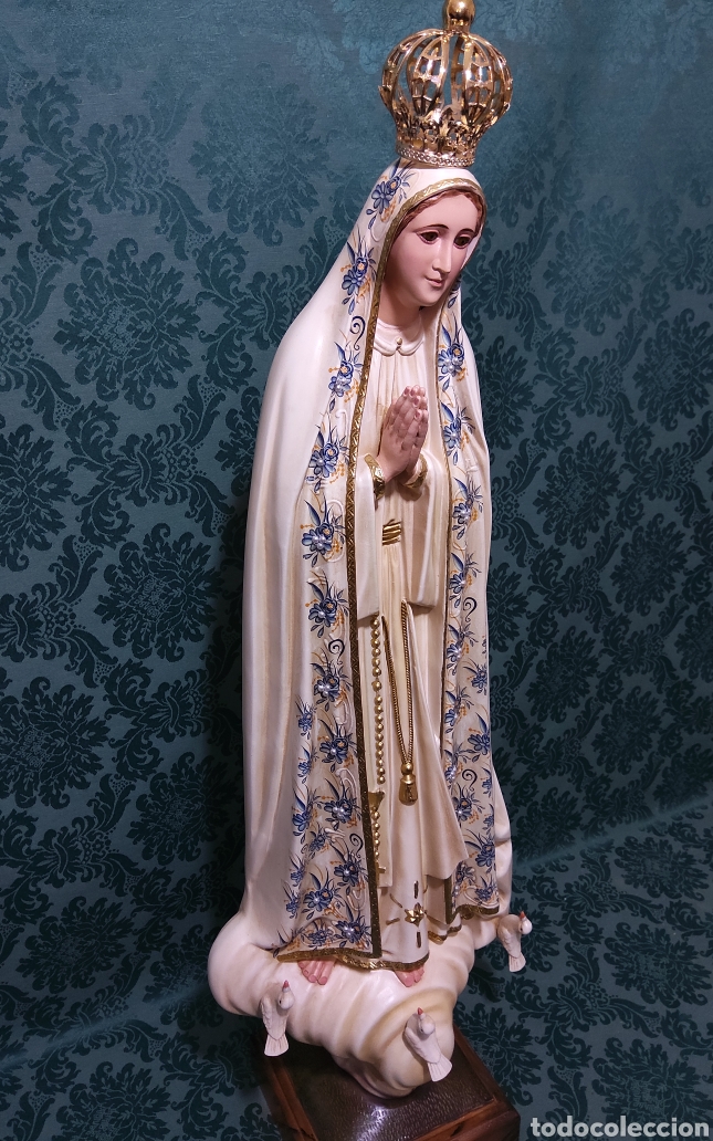 Arte: Virgen de Fatima en pasta de madera - Foto 4