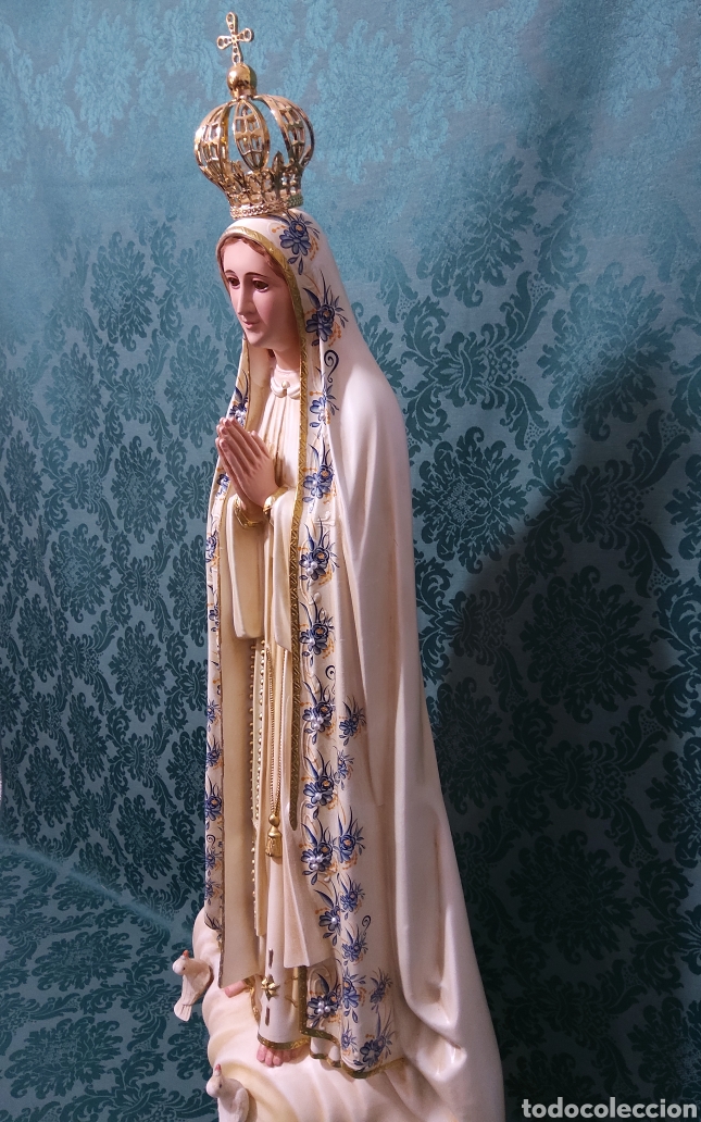 Arte: Virgen de Fatima en pasta de madera - Foto 5