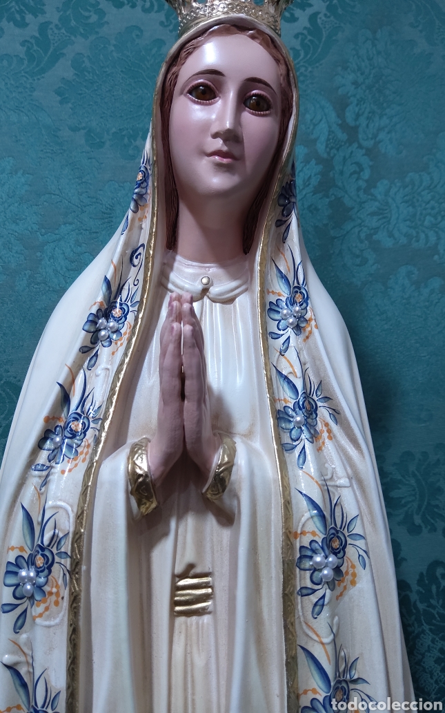 Arte: Virgen de Fatima en pasta de madera - Foto 9