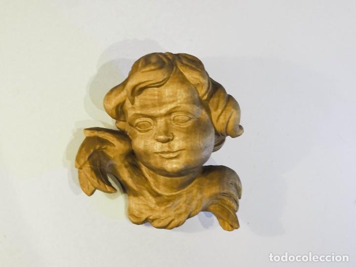 Arte: &Aacute;NGEL QUERUB&Iacute;N TALLADO EN MADERA - Foto 1