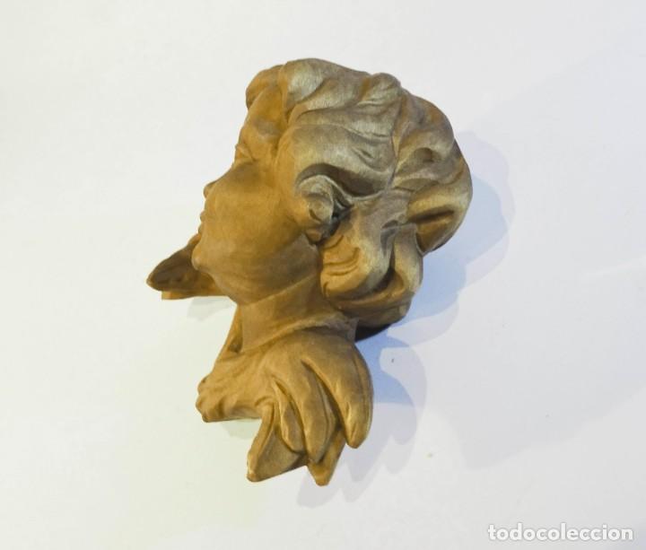 Arte: &Aacute;NGEL QUERUB&Iacute;N TALLADO EN MADERA - Foto 2