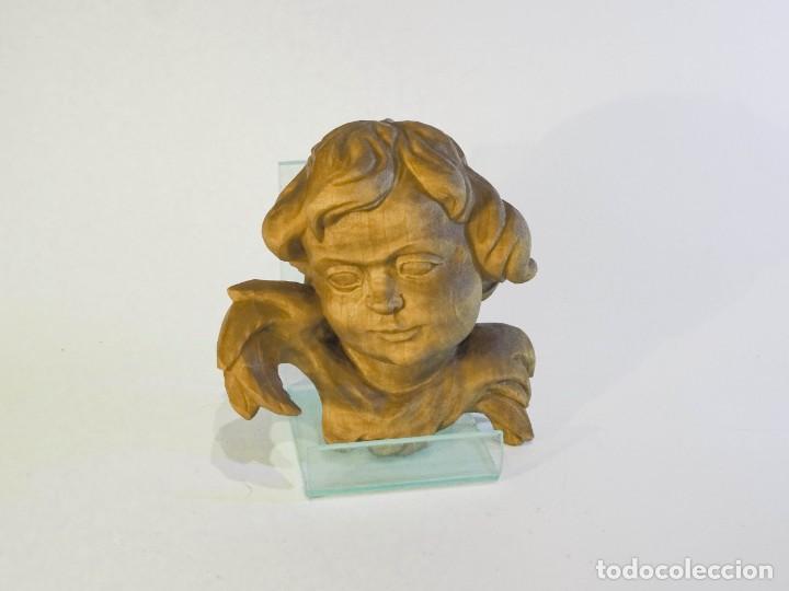 Arte: &Aacute;NGEL QUERUB&Iacute;N TALLADO EN MADERA - Foto 3