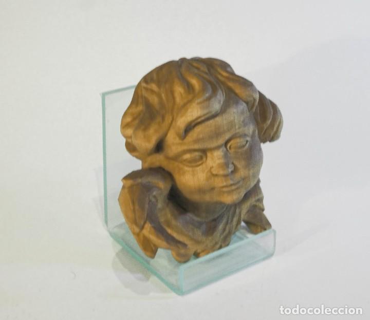 Arte: &Aacute;NGEL QUERUB&Iacute;N TALLADO EN MADERA - Foto 4