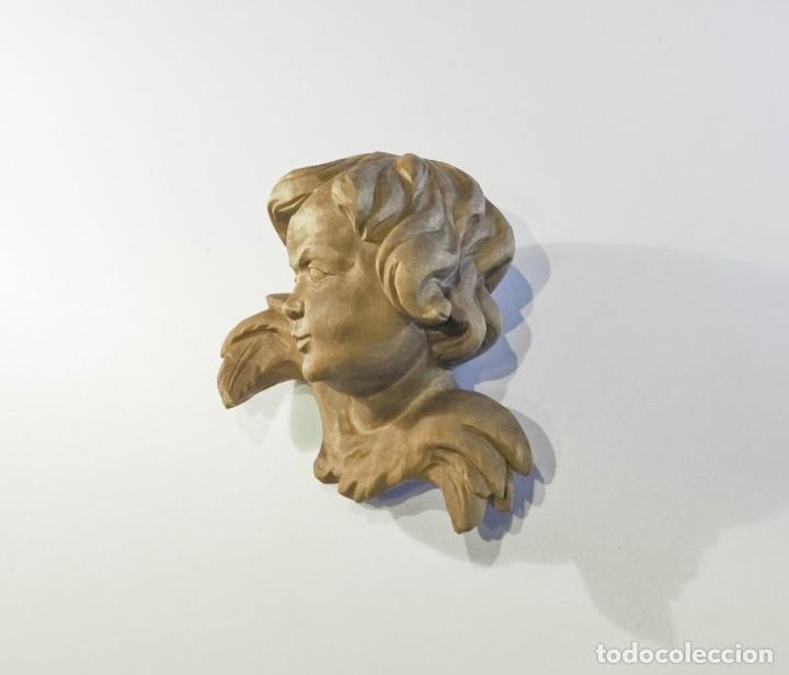 Arte: &Aacute;NGEL QUERUB&Iacute;N TALLADO EN MADERA - Foto 5