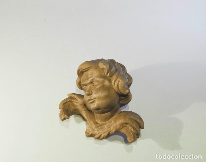 Arte: &Aacute;NGEL QUERUB&Iacute;N TALLADO EN MADERA - Foto 8