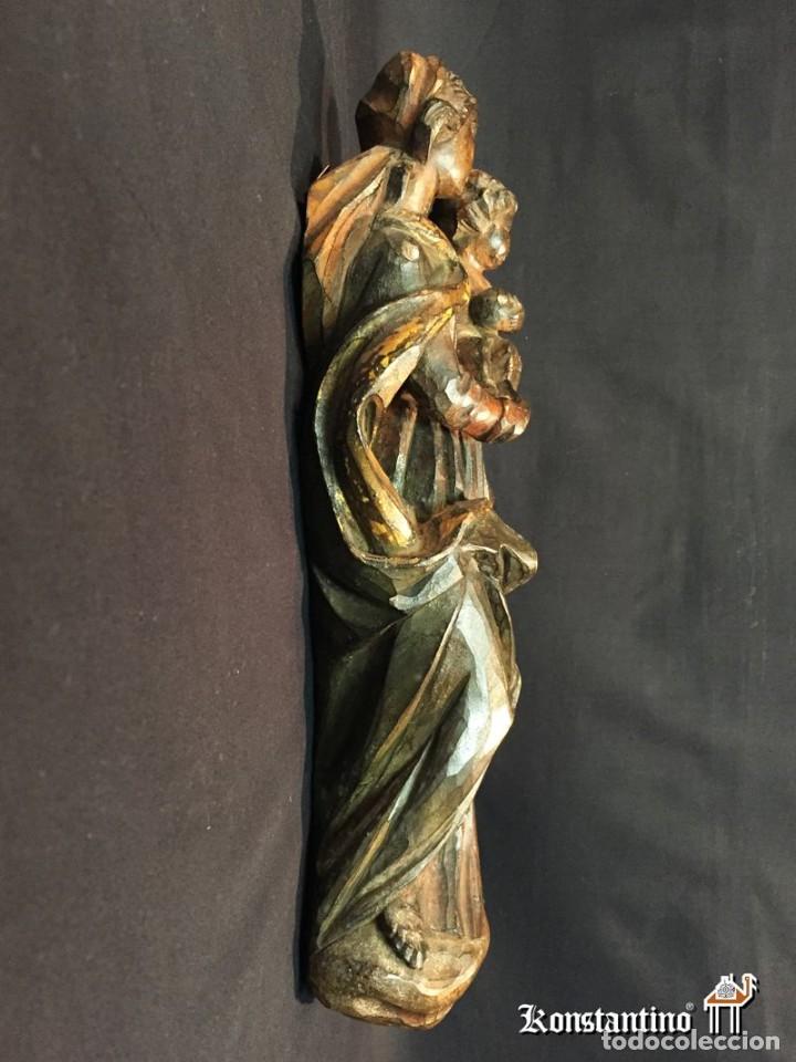 Arte: VIRGEN CON NI&Ntilde;O EN MADERA 42 CMS - Foto 2