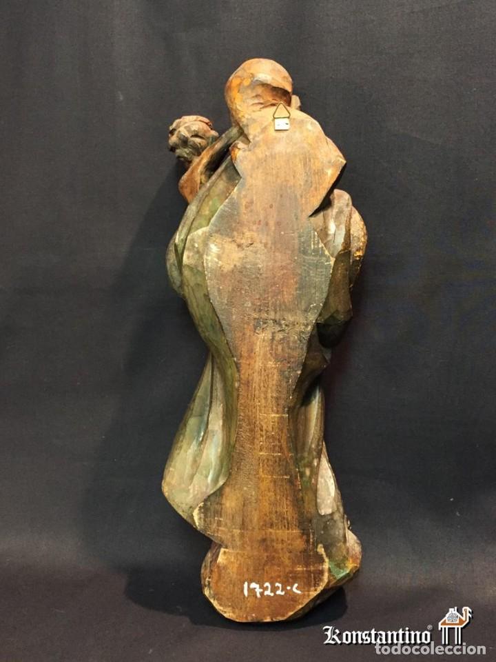 Arte: VIRGEN CON NI&Ntilde;O EN MADERA 42 CMS - Foto 3