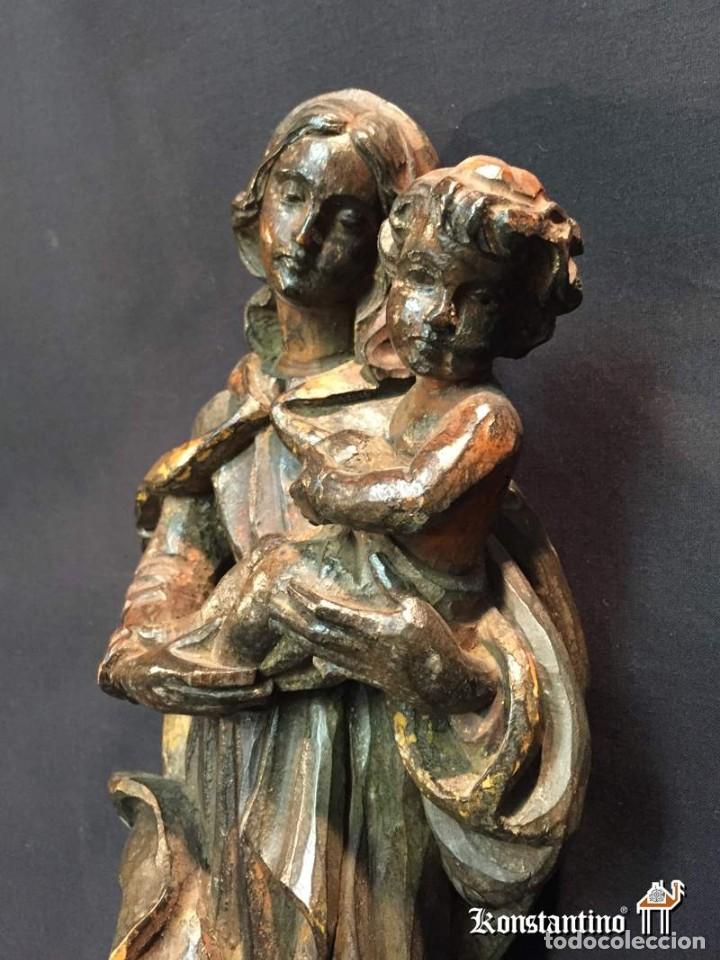 Arte: VIRGEN CON NI&Ntilde;O EN MADERA 42 CMS - Foto 4