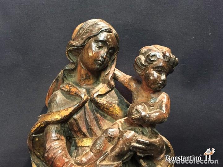 Arte: VIRGEN CON NI&Ntilde;O EN MADERA 42 CMS - Foto 5