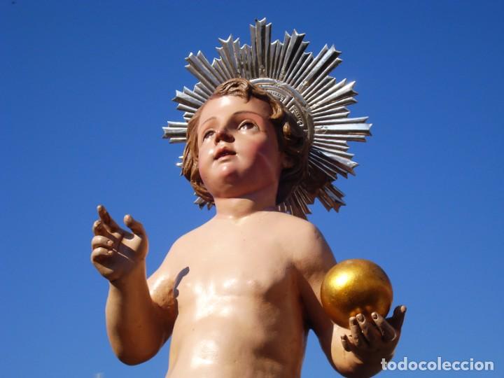 Arte: 82CM NI&Ntilde;O DE GLORIA DIVINO REDENTOR TALLA DE MADERA POLICROMADA SXIX GRANDES MEDIDAS