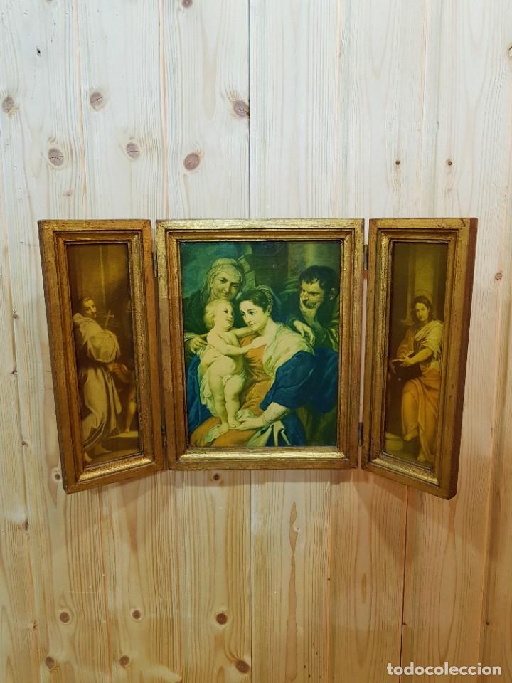 Arte: TRIPTICO RELIGIOSO LAMINA VIRGEN CON NI&Ntilde;O REF LB - Foto 1