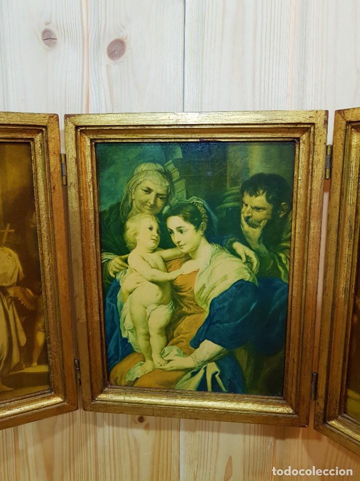 Arte: TRIPTICO RELIGIOSO LAMINA VIRGEN CON NI&Ntilde;O REF LB - Foto 2