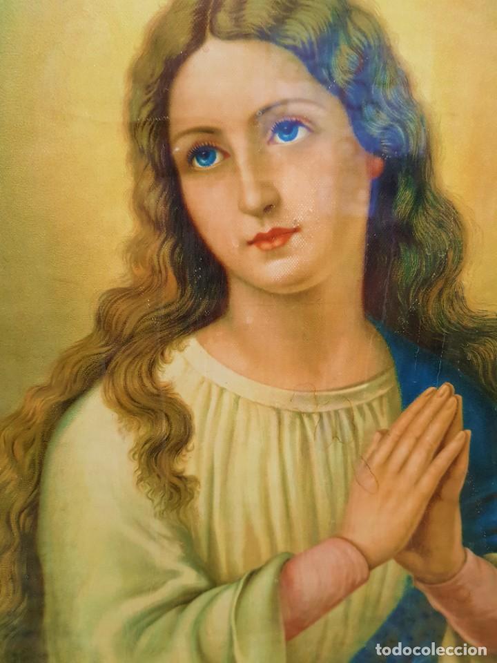 Arte: -CUADRO ANTIGUO VIRGEN - Foto 2