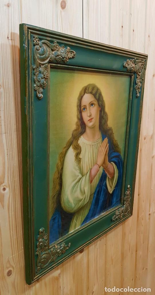 Arte: -CUADRO ANTIGUO VIRGEN - Foto 3