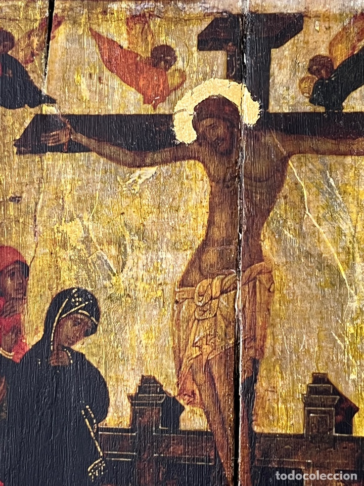 Arte: Icono en madera representaci&oacute;n de la Crucifixi&oacute;n - Foto 3