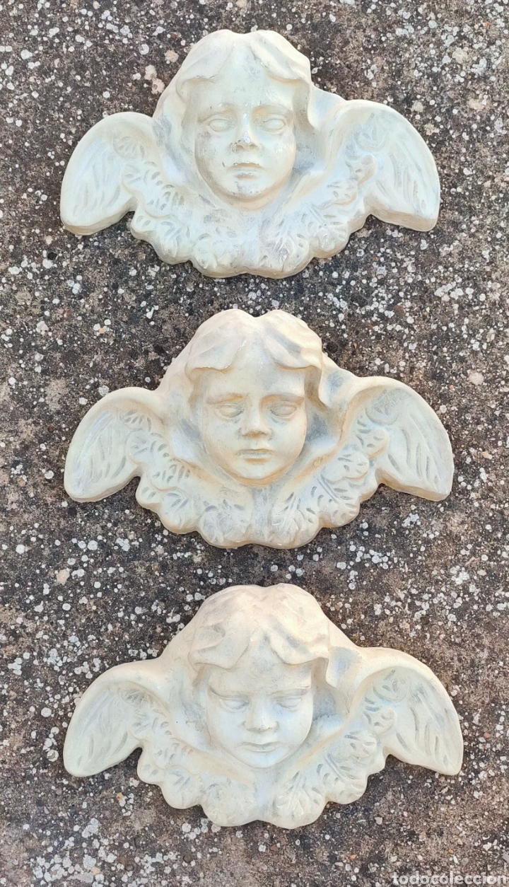 Arte: 3 Querubes de pasta-madera - Foto 1