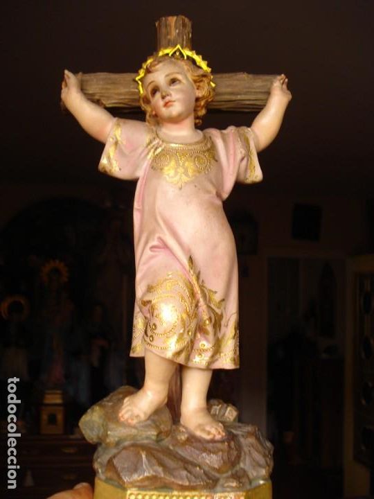 Art: NI&Ntilde;O JES&Uacute;S TALLA DE MADERA POLICRIMADA FIN DEL XIX