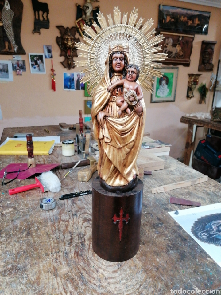 Arte: Virgen del pilar de madera abedul - Foto 1