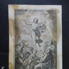 Arte: LA TRANSFIGURACIÓN ANTIGUO GRABADO SIGLO XVIII 10 X 15,5 CMTS