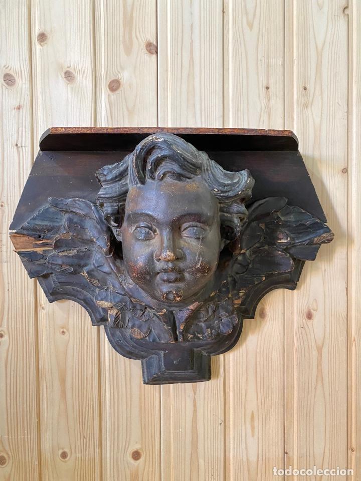 antigua peana de madera para escultura religios - Compra venta en  todocoleccion