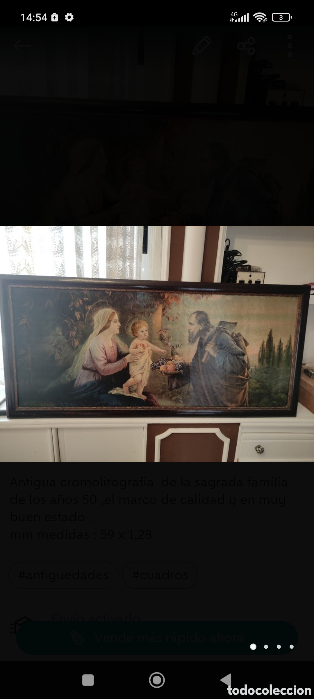 Arte: ANTIGUO CUADRO RELIGIOSO - Foto 2