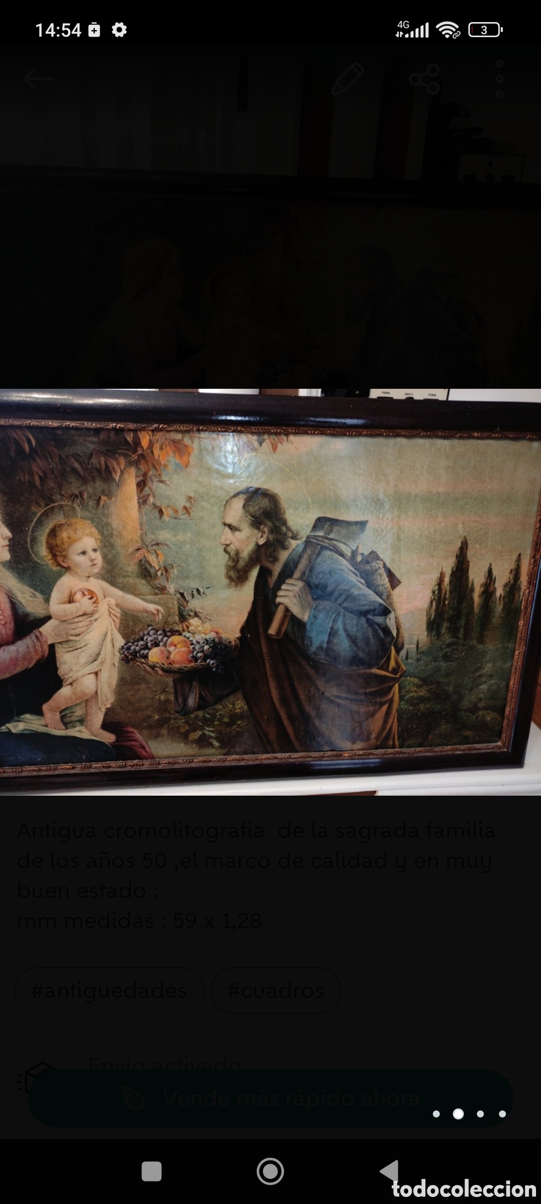 Arte: ANTIGUO CUADRO RELIGIOSO - Foto 3